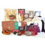 Mixed miscellaneous lot of mainly textile items to include silk works, satchels and bags, linen,