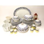 A collection of Bisto Almaz pattern dinner wares including an oval meat plate, a pair tureens and