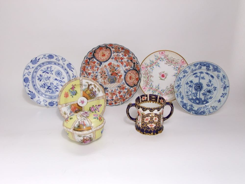 A collection of mainly 19th century ceramics including an imari charger, a continental tin glazed - Image 4 of 4