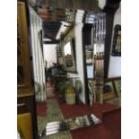 A substantial dressing mirror in the Art Deco manner with stepped mirror plate frame, 2 metres x 120