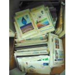 An accumulation of GB FDC's in a box and three folders
