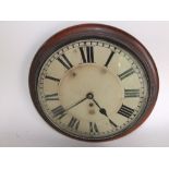 A single fusee 12 inch wall dial clock within a mahogany case