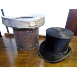 A 19th century leather travelling top hat case with original liner containing a Christys' of