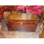 A 19th century camphor wood travelling chest, partially brass banded 90 cm max