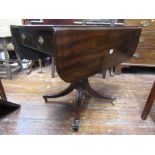 A Regency mahogany Pembroke breakfast table of usual form with one real and one dummy drawer, raised