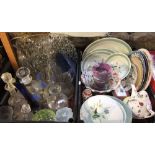 A collection of ceramics and glassware including a Wade tea pot with Skiing scene decoration, Wood &