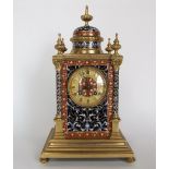 Good French Champleve Architectural mantle clock, the movement stamped Henri Paris & Dufald,