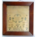 A mid-19th century sampler by Hannah Elizabeth Winter aged 11 years, dated 1848, with typical