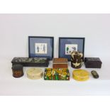 A collection of foreign and lacquered trinket boxes to include a sandalwood example and further