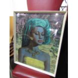 A Tretchikoff Balinese Girl, coloured print, 60 x 50 cm approx framed.