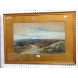 An early 20th century gouache study of moorland landscape by Daniel Sherrin, signed bottom left D