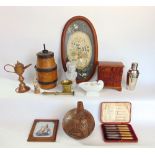 A good selection of interesting miscellaneous items to include a yew wood miniature apprentice chest
