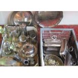 A collection of silver plate to include 19th century silver plated serpentine casket and various