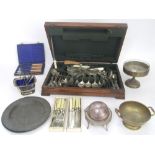 A big mixed collection of silver plate to include mainly flatware pieces, together with a further