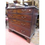 A good quality Georgian mahogany chest of three long and two short graduated drawers raised on