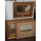 A collection of three late 19th and early 20th century watercolours by Cyril Ward of rustic scenes