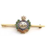 A 9ct gold and enamel Royal Engineers Army brooch, 4.5g