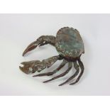 A good patinated bronze novelty inkwell in the form of a crab.