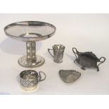 WMF silver plated tazza, upon a faceted pierced Islamic style column and stepped circular base, 16.5