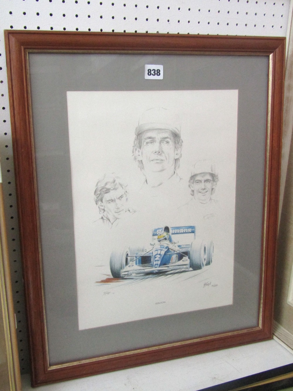 A signed limited edition print after S Taylor showing Ayrton Senna, edition number 19/250,