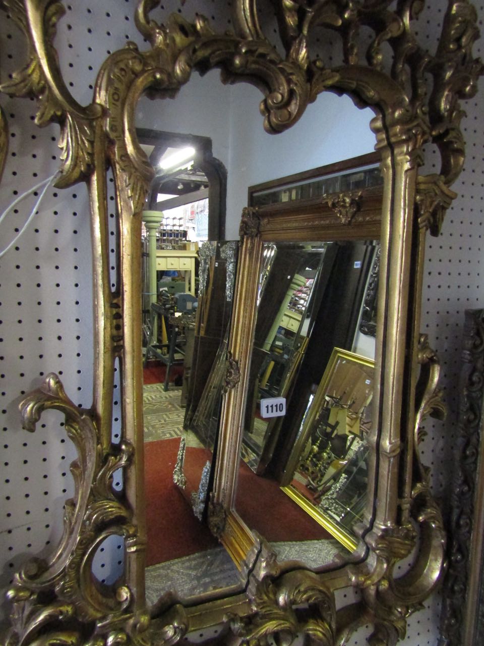 A Rococo style gilded pier glass with shaped, pierced and detailed frame with 'C' scroll, acanthus - Image 3 of 3