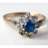 A 9ct blue and white stone ring, size N, 2g