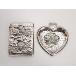 A novelty silver card case and trinket dish, both cast with cherub motifs, Chester 1901 and 1903,