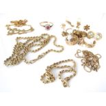 Mixed gold lot to include matching rope twist necklace and bracelet, a box chain, various