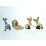 A collection of four Wade Blow-up figures from Disney's Lady and the Tramp series - Lady, Tramp