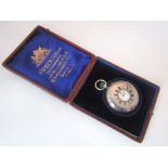 A JW Benson silver half hunter pocket watch, with subsidiary second dial, hall marked London 1901,