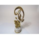 A 19th century Capodimonte allegorical figure of a female character holding a time piece,