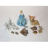 A Wade Blow-up Walt Disney model of Bambi together with further Wade Whimsies and model tortoise,