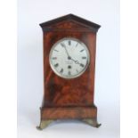 Vulliamy of London single fusee flame mahogany bracket clock, with architectural lancet case,