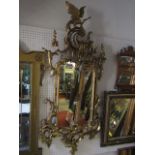 A Rococo style gilded pier glass with shaped, pierced and detailed frame with 'C' scroll, acanthus