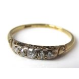 A five stone diamond ring in 18ct gold, size O, 2g