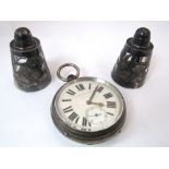 A Victorian silver goliaths pocket watch, the enamelled dial inscribed with the approved patent with