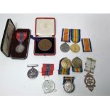 Three pairs of World War One war and victory medals, named 17856 Gnr G T Finn, R A Capt L D Goldie