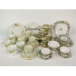 A collection of Paragon china tea wares with pale grey and pink harebell type decoration