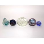 Five various limited edition Caithness novelty glass paperweights, the largest signed Helen McDonald