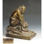A 1920s French bronze study of a grotesque woman in the manner of Honore Daumier