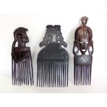 Collection of three African barbers combs (3)