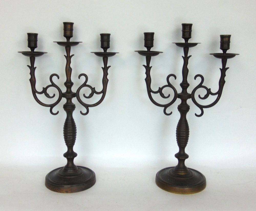 Mixed lot of metalware to include pair of copper twin branch candelabra, further iron work, brass - Image 2 of 3