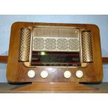 Vintage walnut cased Beltone radiogram with ivory Bakelite knobs, 49 cm long