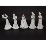 A set of four Royal Worcester white glazed figures, First Love, First Touch, First Kiss and First