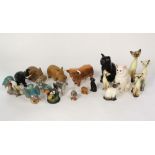A Beswick model of a Highland bull, together with further ceramic animals including a Beswick