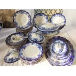 A quantity of early 20th century Royal Doulton Sutherland pattern blue and white printed dinner