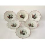 A collection of 19th century Pratt ware dessert wares with printed floral decoration comprising a