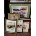 A signed coloured limited edition print after Andy Danks showing vintage MG sports cars, 49 x 35 cm,