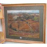 A 20th century pastel study of an extensive rural landscape signed bottom right Philip Meninsky,