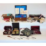 Collection of various boxes to include a Tunbridgeware and rosewood glove box, a rosewood and